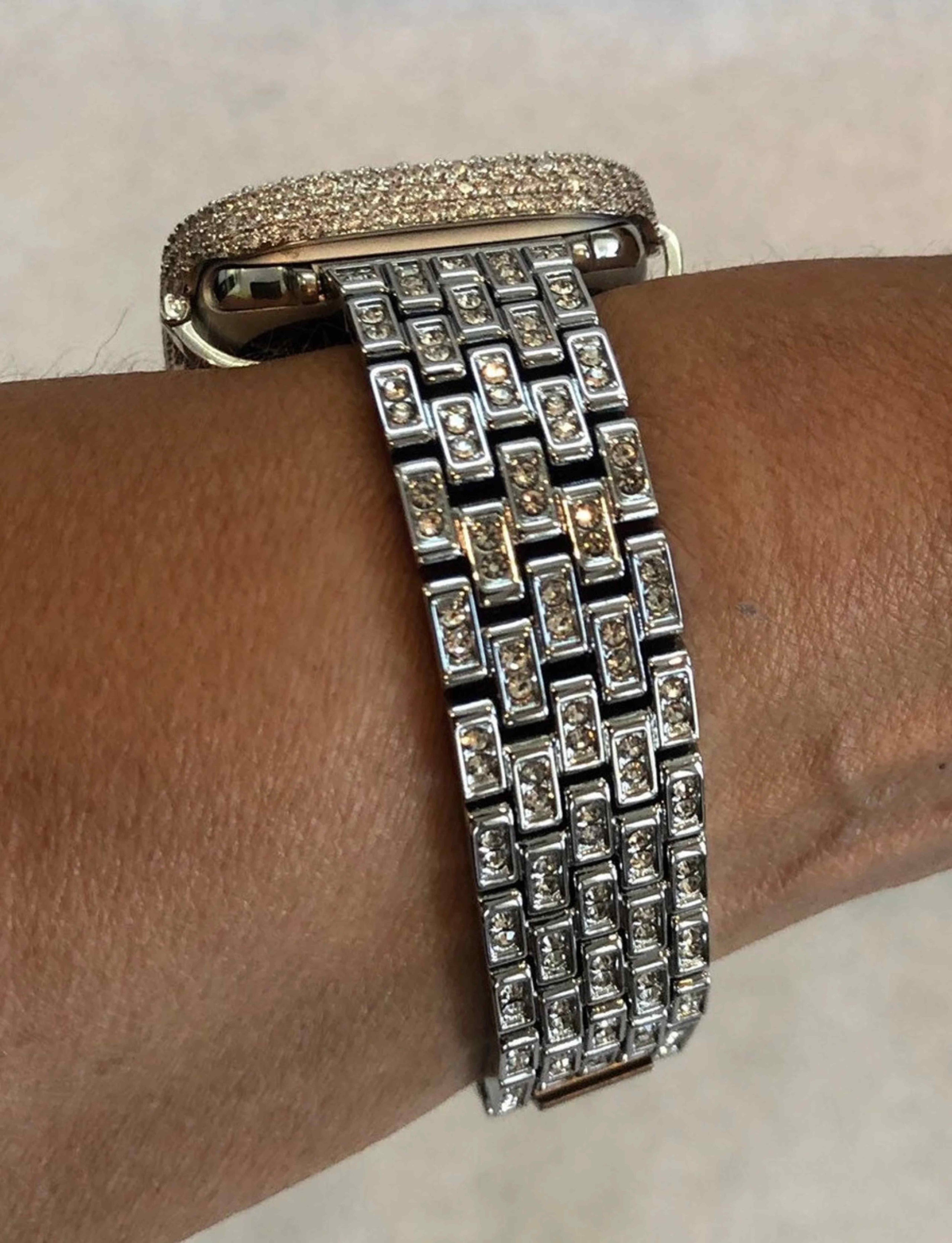 VVS Moissanite Bezel Band Apple Watch 925 Sterling Silver Iced Out Gallery