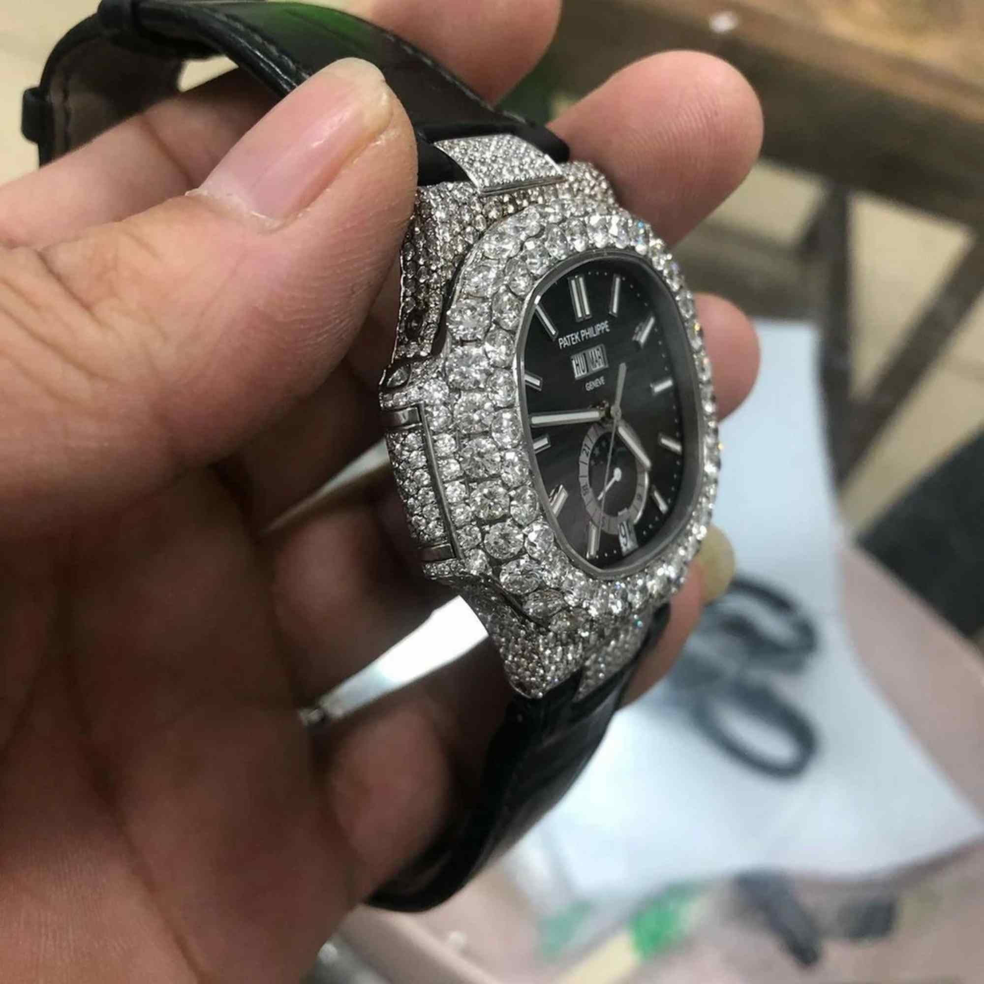 Patek philippe nautilus iced out diamond encrusted online